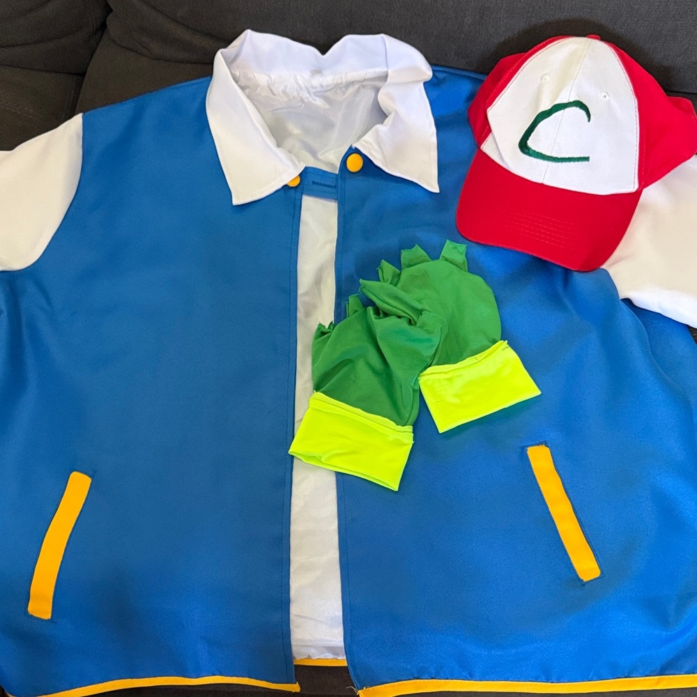 🔵 Ash Ketchum Pokemon Adult Costume Set